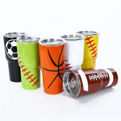 ZUOGE Wholesale 30oz Stainless Steel Tumbler Cups with Sliding lids double wall Baseball Softball Football Basketball