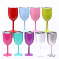 ZUOGE wholesale 10oz stainless steel insulated stem wine glass 9 colors Double Wall goblet wine glass