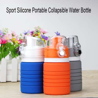 2018 Fashion 4 colors Sport foldable Silicone Portable Collapsible Water Bottle